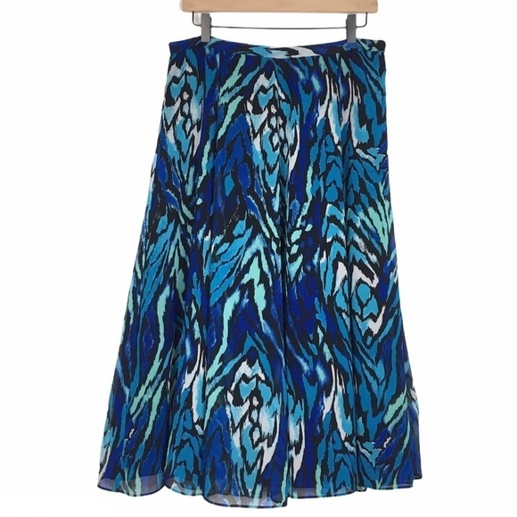 EMMA JAMES Midi Skirt Boho Gypsy Feathers Prairie Modest Flowy Peasant Tie Dye 8 - Picture 1 of 9